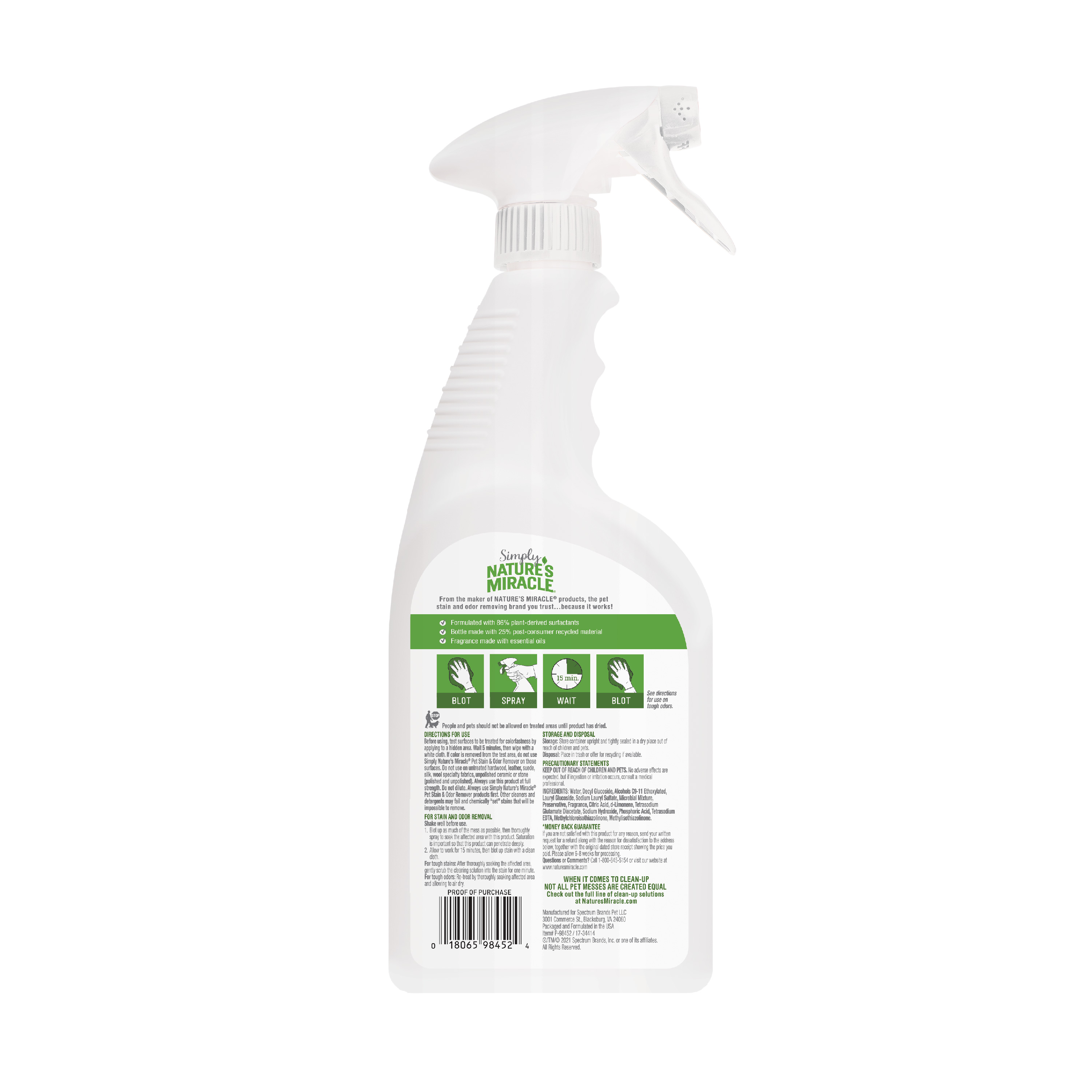 Simply Nature s Miracle Pet Stain and Odor Remover 16 oz